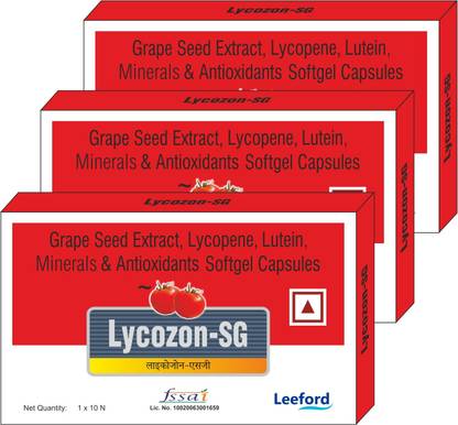 Leeford Lycozon-SG |Antioxidants with Grape Seed Extract Softgel Capsules- Pack of 3