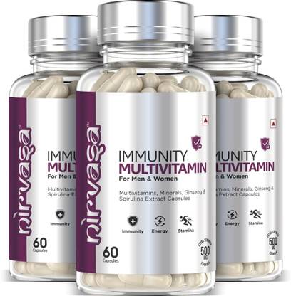 Nirvasa Multivitamin with Vitamin C,D3,E,B6,B12 with Zinc,Biotin (3 x 60 Tablets)