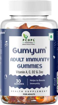 Gumyum Immunity Gummies - Vitamin A, C, D2 & Zinc for boosting Immunity-30 Gummies