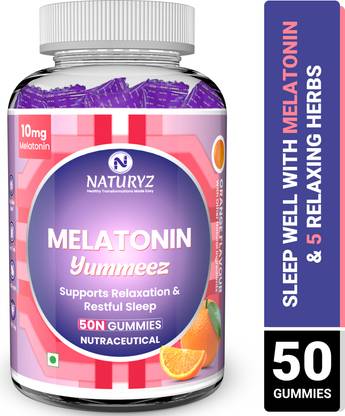 NATURYZ Melatonin 10mg Gummies with Chamomile for Sound Sleep & Muscle Relaxation