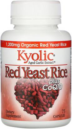 Kyolic Aged Garlic Extract, Red Yeast Rice Plus CoQ10, 75 Capsules