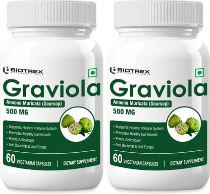 BIOTREX NUTRACEUTICALS Graviola 500mg - 60 Veg Capsule, Pack Of 2