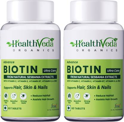 Health Veda Organics Advance Biotin for Hair & Skin with Vitamin B7,H