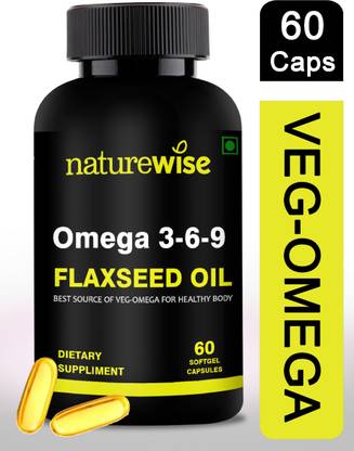 Naturewise Premium Omega 369 VEG Omega Flax Seed Oil Capsules (1250mg) Softgel Capsules