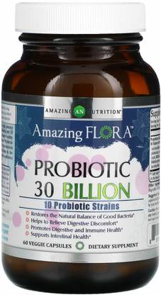 Amazing Nutrition Amazing Flora, Probiotic, 30 Billion CFU, 60 Veggie Capsules