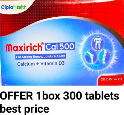 Maxirichcal Calcium and vitamin D3 for strong bones and joints and teeth 1box 300 tablets