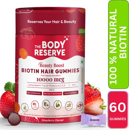 THE BODY RESERVE Beauty Boost Biotin Gummies For Stronger Hair & Nails | Reduces Hair Fall