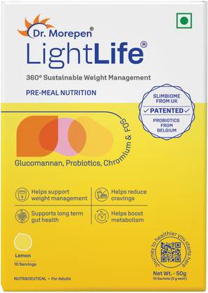 Dr. Morepen LightLife Pre-Meal Nutrition Mix |Control Appetite & Reduce Cravings|10 Sachets