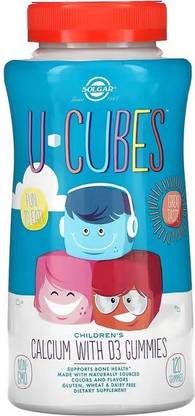 Solgar U-Cubes, Children's Calcium With D3, Strawberry, 120 Gummies