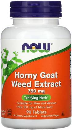 Now Foods Horny Goat Weed Extract, 750 mg, 90 Tablets