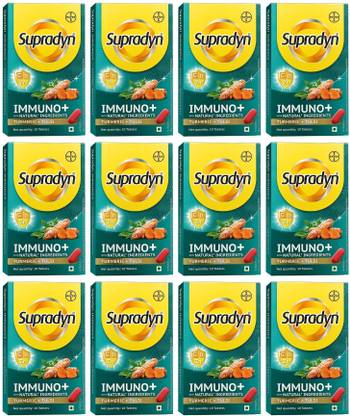 Supradyn Immuno +, Multivitamin, Natural immunity booster -Vit C & D, Zinc, 10 Tabs x 12