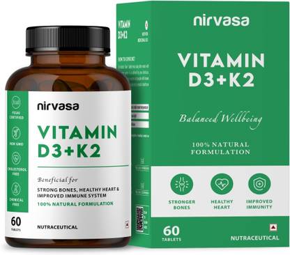 Nirvasa Vitamin D3 + K2 Tablets To Improve Immunity & Strong Bones
