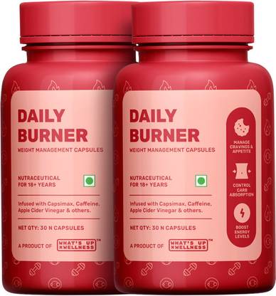 What's Up Wellness Daily Burner Weight Loss Capsules with CarbBliss & ACV | Controls Craving |