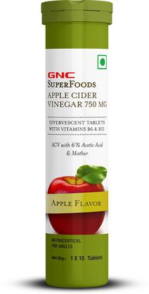 GNC Apple Cider Vinegar Effervescent Tablets | Apple Flavor - 15 Tablets