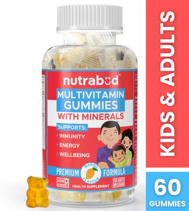 Nutrabud Multivitamin Gummies For Kids, Men & Women - No Added Sugar - Mango Flavor