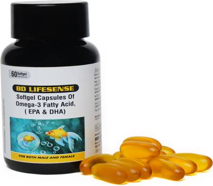 B D LIFESENSE Omega 3 Fish Oil 1000 mg 60 Softgel Capsules 180 mg EPA And 120 mg DHA
