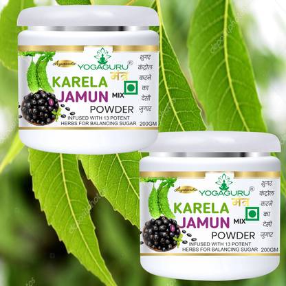 YOGAGURU MANTR Neem Karela Jamun Powder - For Maintaining Blood Sugar Levels (200g) pack 2