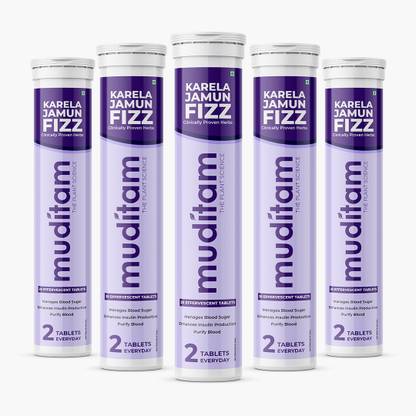 Muditam Ayurveda Karela Jamun Fizz (Karela Jamun Juice) Effervescent Tablet Ideal for 50 days