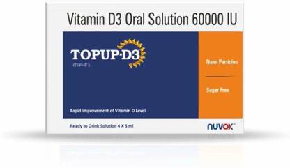 Nuvox Healthcare Nuvox TOPUP-D3 Vitamin D Vanilla Flavour Sugar Free Syrup (5 ml x 4 Bottles)