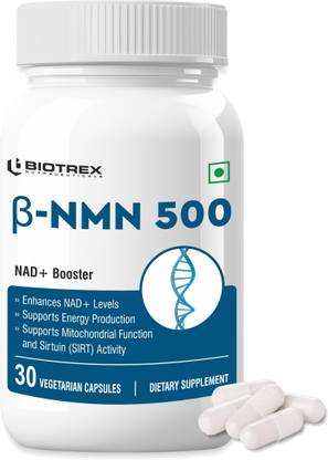 BIOTREX NUTRACEUTICALS NMN 500mg Supplement, 99% High Purity, NAD Booster, Energy Levels & Skin Health