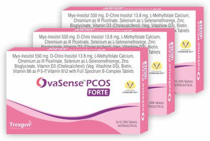 Trexgen OVASENSE-PCOS FORTE Myo-inositol 550mg, D-Chiro Inositol 13.8mg Multiaction(30Tab)