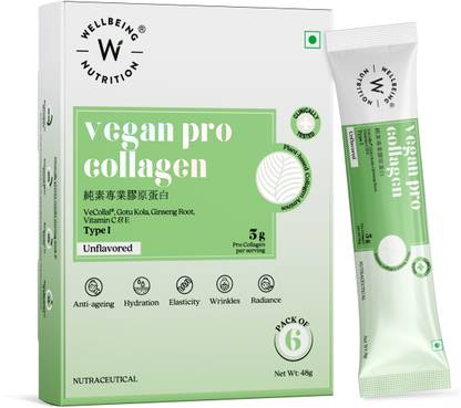 Wellbeing Nutrition Vegan Collagen with Gotu kola, Ginseng, Vit C & E | Improves Skin Texture
