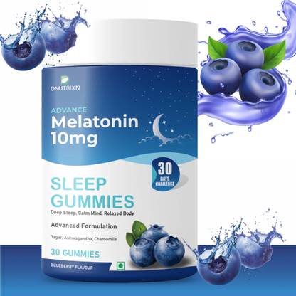 DNUTRIXN Advance Melatonin 10mg Sleep Gummies | 30 Days Challenge with Ashwagandha, Tagar