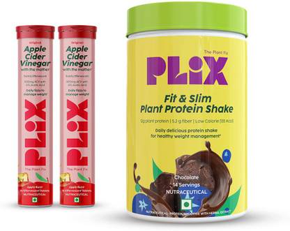 The Plant Fix Plix Apple Cider Vinegar Tablets & Fit & Slim Meal Replacement Smoothie Combo