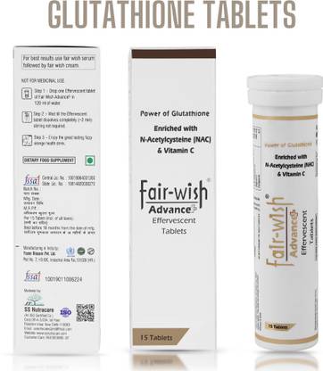 FAIR WISH Advance Plus L Glutathione + NAC with Vit C For Skin Whitening & glow (15 Tabs)