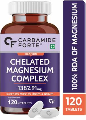 CARBAMIDE FORTE Magnesium Supplement, Chelated Magnesium Glycinate Complex 1382.91mg Tablets