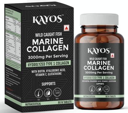 Kayos Marine Collagen Tablets -3000mg Type1 Collagen Hydrolysate Fish Amino Acids 90pc