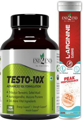 End2End Nutrition Testosterone Booster & L-arginine combo for Men | Strength Stamina & Performance