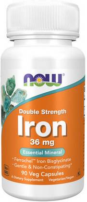 Now Foods Iron 36 mg Double Strength