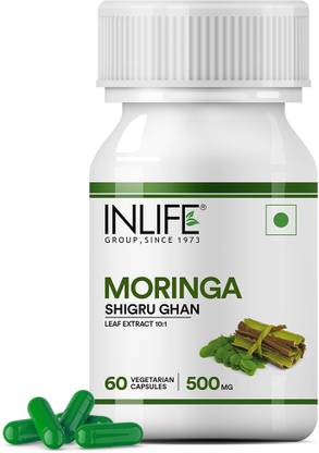 INLIFE Moringa Leaf Extract Supplement 500 mg - Vegetarian Capsules