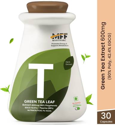 MyFitFuel Green Tea Extract (90% Polyphenols, 42.5% EGCG) + Piperine (600mg), 20 Capsules