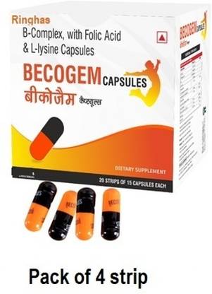 RINGHAS BECOGEM B COMPLEX CAPSULE FOR TREATING MOUTH ULCERS PACK OF 4