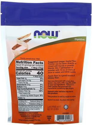 Now Foods Apple Fiber, Pure Powder, 12 oz (340 g)