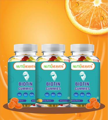 NUTRI HEAVEN Biotin Gummies Healthy And Natural Support For,Hair,Skin&Nails