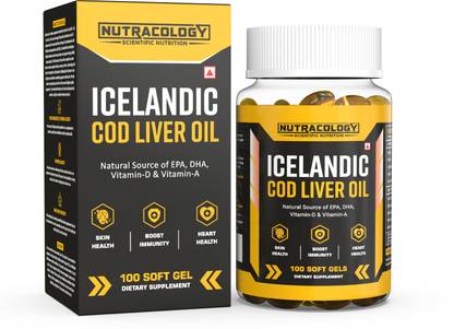 Nutracology Icelandic Pure Cod Liver Fish Oil with Omega 3 Fatty Acids Vitamins A & D