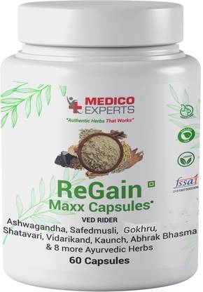 MedicoExperts ReGain Maxx Capsules - Ashwagandha Safed Musli Gokshura shatavari & 12 Herbs