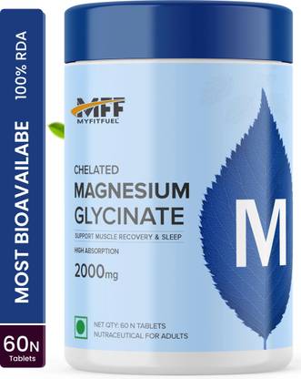 MyFitFuel Chelated Magnesium Glycinate 2000mg +Zinc, Vit. B6, Lysine Recovery, Sleep 60Nos