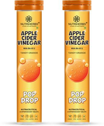 Nutriherbs Apple Cider Vinegar with Vitamin B6 + B12 Tangy Orange 15 Effervescent Tablets