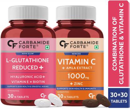 CARBAMIDE FORTE L Glutathione Tablets with Vitamin C from Amla Extract Combo for Skin