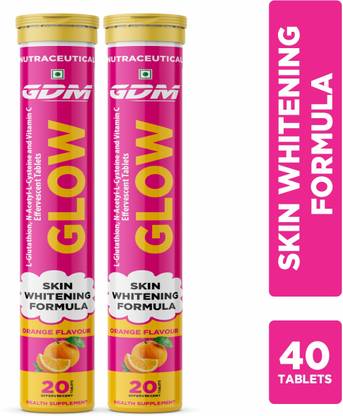 gdm nutraceuticals llp SKIN WHITENING GLOW - L-GLUTATHION,N-ACETYL-L-CYSTEINE & VITAMIN C - ORANGE