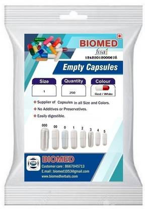 biomed Pharma raw materials Empty Gelatin Capsules size 1 RED/ WHITE