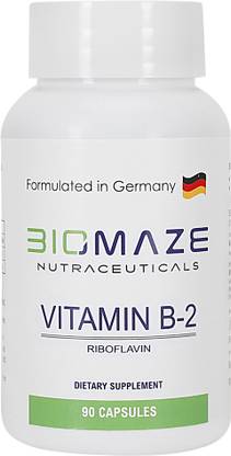 BIOMAZE NUTRACEUTICALS Premium Vitamin B2 RDA, Riboflavin Supplements, Easy to Swallow
