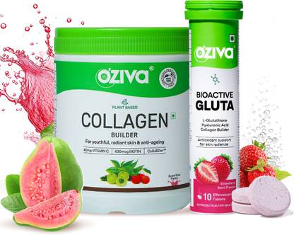 OZiva Vegan Collagen (Guava) & Gluta Fizzy for Brighter & Youthful Skin