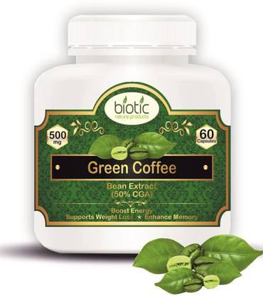 biotic Green Coffee Bean Extract 50% CGA for Weight Loss Supplement 500mg - 60 Capsules