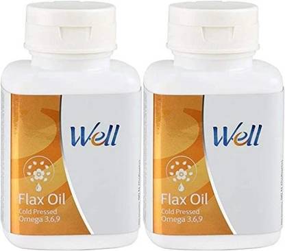 Well Flax Oil 90 softgels with Omega 3,6,9 (Pack of 2)