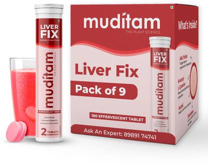 Muditam Ayurveda Liver Fix (Milk Thistle Tablet) Effervescent Tablet Ideal for 3 Months
